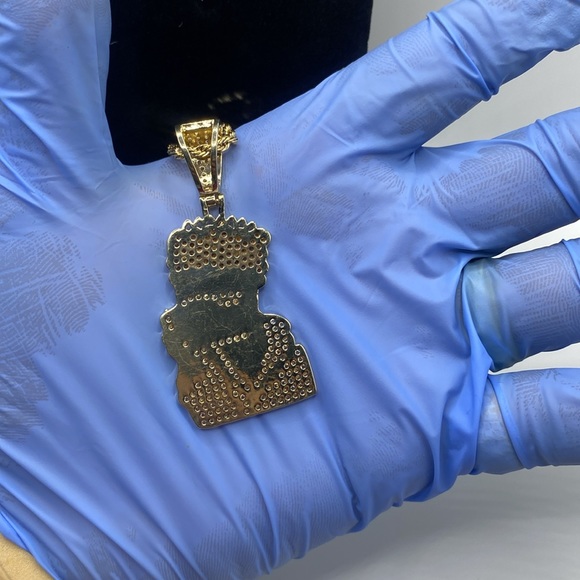 Bart Simpson | 14k Gold | High End CZ Pendant w 22’ Gold Rope Chain - Picture 5 of 6